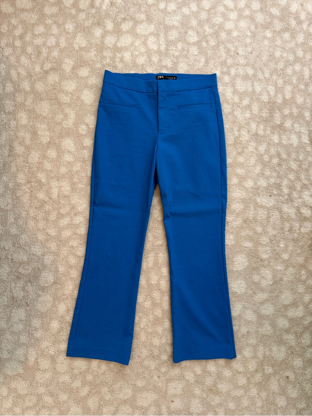 Zara Bright Blue High-Waisted Cropped Flare Pants